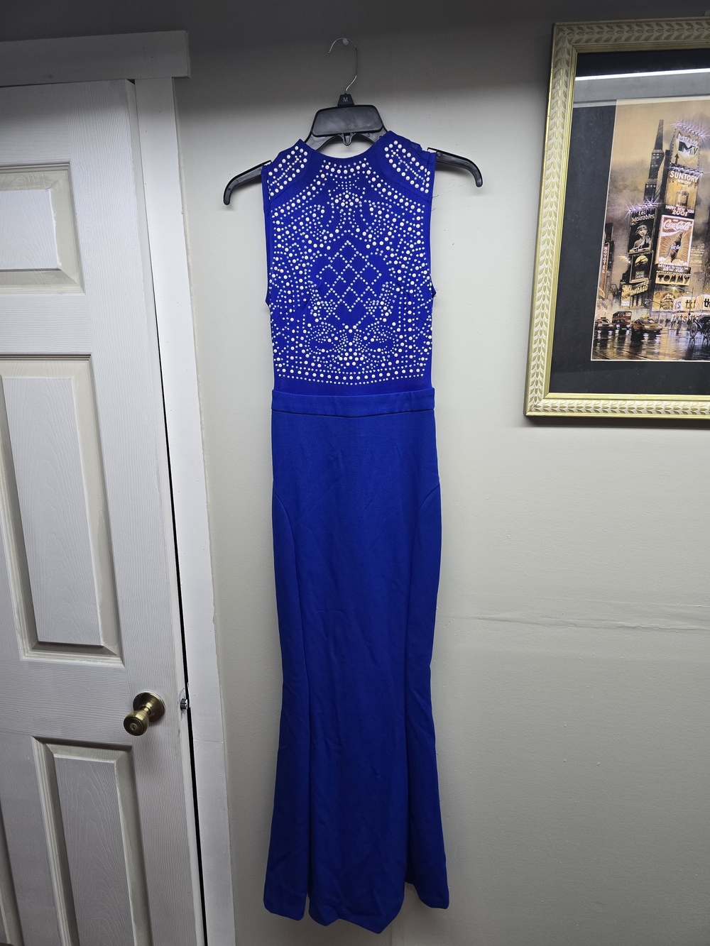 Xtaren Royal Blue Embellished Maxi Dress